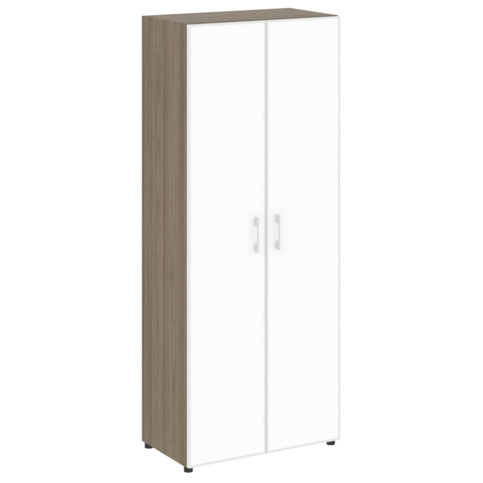 Шкаф высокий широкий LT.ST-1.10 R white (2 высоких фасада стекло лакобель, белое в раме) 800х450х1987