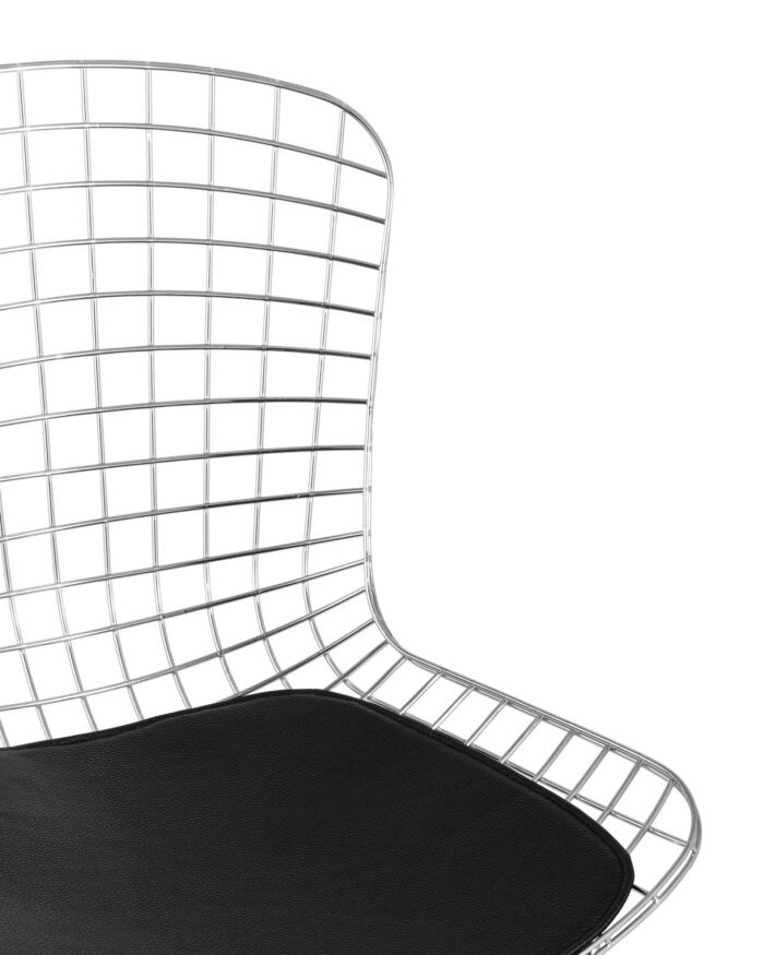 Стул обеденный Bertoia хромированный с черной подушкой